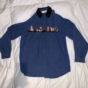 Denim Cat Button Down